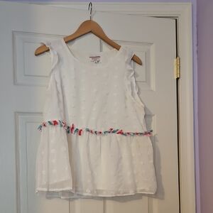 ANDREE BY UNIT White Blouse with Multicolor Trim